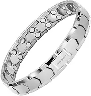 Apocalyptic-K Pure Titanium Men'S Magnetic Bracelets, 99% Pure Titanium (Light),Double Powerful Magnet Bracelets,Eliminate Static Electricity, 8.25in, Titanium, no gemstone