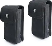Tintirs 2 Pack EDC Belt Pouches for Men Women, Medium Size Holster Pouches Waist Bags with Belt Loop for Fishing, Hiking, Camping, Snap Closure, Heavy Duty Waxed Canvas, Black Medium