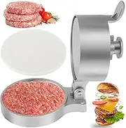 Burger Press, Hamburger Patty Maker with 100 Patty Paper, Non-Stick Food Grade Cast Aluminum, Adjustable Thickness Hamburger Press Patty Maker for Grilling and Cooking/3089