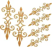 MOKKHNB 6pcs Gold Flower Embroidery Patches Iron Appliques for Costumes Weddings DIY Projects Durable Heat Adhesive Decorative Trims with Fringe Leaves for Vintage Clothing