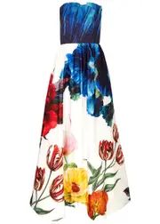 Alice + Olivia Stella Strapless Floral-print Satin Gown - Multicoloured - 6 (UK10 / S) 6 (UK10 / S)
