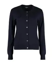 button-down knit cardigan L,M Black