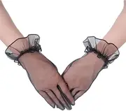 [Generic] Short Prom Tulle Gloves for Women Opera Party Accessory Sheer Mesh Wrist Length