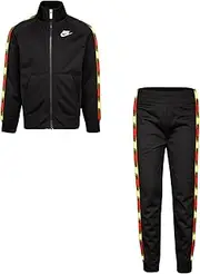 [Nike] Boy`s Full Zip Jacket And Pants Tracksuit 2 Piece Set (Black(86F278-023)/Yellow, 4 Years)