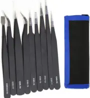 9 in 1 Precision ESD Tweezers Set for Electronics, Jewelry-Making and Laboratory
