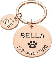 Dog Tag Engraved Dog Pet ID Tag Personalized Name Phone Bone Flower Pet ID Name for Cat Puppy Dog Tag Pendant Keyring Pet Accessories Id Tags for Dogs
