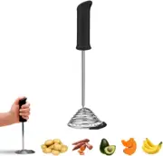 Smood One-Handed & Ergonomic Soft-Grip, Stainless-Steel Vegetable & Potato Mashe