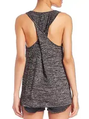 Rag & Bone JEAN Twist Back Tank Top Black Gray Heather XXS / S NWT $115