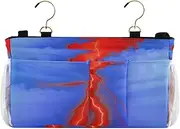 Amooorous Caddy For Bedside Hanging Bed Organizer Storage Bag for Home, College, Dorm, Bunk/Hospital Bed, Crib Bed Rails Trendy Fluorescent Red Lightning