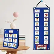 Kid Visual Schedule Hanging Visual Planner Chore Chart with 70 Cards Magnetic Children Learning Calendar Chart Morning Bedtime Routine Chart Wall Planner for Kids