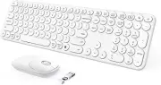 Wireless Keyboard and Mouse USB & C Keyboard Mouse Combo Full Size White Wire...
