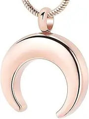 KETIME Stainless Steel Crescent Cremation Jewelry Engravable Memorial Urn Neckalce Keepsake Pendant for Ashes
