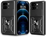 [Kukoufey] Compatible with Google Pixel 9 Pro Fold Case Cover,with Slide Camera Lens Cover Compatible with Google Pixel 9 Pro Fold 5G GGH2X GC15S Case Black