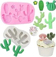 Cactus Silicone Fondant Mold Cacti Hawaiian Chocolate Molds for Sugar Candy Gum Paste Cupcake Topper Cake Decoration Party Baking