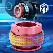 NRG Aluminum Steering Wheel Quick Release Gen 2.1 Pink Body With Neo Chrome Ring