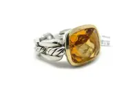 David Yurman 14x12mm Wellesley Ring Citrine, Sterling Silver, 18k Size 7 NWT