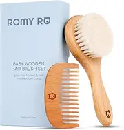 ROMY RO Hair Brush and Comb Set for Newborns & Toddlers - Ultra Soft Goat Hair Brush - Perfect Registry Gift