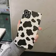 Juuui Case for iPhone 13 mini - Silicone Cow Print with Leather Texture, Thin and Lightweight, Shockproof Matte Finish for Sleek Protection