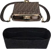Chispee Purse Organizer Insert for Handbags, Softened Felt Insert Bag Organizer for Tote, Handbag Organizer with Pocket fit for Baguette, Longchamp (Mini, Dark grey)