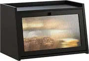 GHWIE Bread Box for Kitchen Countertop Large Bread Box Farmhouse Bread Container Bread Storage with Window Bread Holder,Black