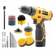 45PCS Combo 12V Cordless Drill Driver Brush Kit Cleaning Sanding Pads Drill Bits