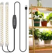 SHOPLED LED Grow Light Strips, 2 Head Grow Lights for Indoor Plants, 3000K-6000K Full Spectrum Plant Light with 3/9/12H Timer, 10 Dimmable Levels for Seedling Succulent