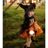 在飛比找蝦皮商城精選優惠-萬聖節 兒童服裝 女童女巫 公主裙 寶寶南瓜裙 巫婆表演服 