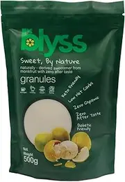 Blyss Natural Zero-GI Monk Fruit Sweetener - 500g Granular, Keto & Diabetic Friendly, Sugar Substitute, Erythritol Blend, Vegan, Low Carb, Zero Aftertaste