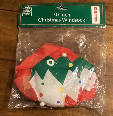 Vintage Christmas House Windsock Christmas Tree red green Classic Xmas 30” NIP