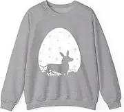 [Generic] Easter Egg Vintage Retro Style Dachshund Dog Easter Sunday Sweatshirt for Adults Crew Neck Long Sleeve Pullover