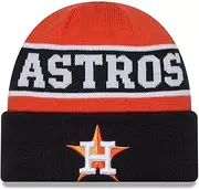 New Era Houston Astros Reversible Cuffed Knit Beanie Hat Black Orange, Black Orange, One Size