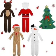HooLing 5 Set Elf Accessories Clothes Christmas Elf Doll Costume Santa Elk Snowman Gingerbread Christmas Tree Doll Clothing Holiday Elf Outfits for Christmas Party Decorations