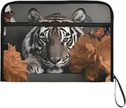 YMXFXP Expandable Filing Folder Big Cat Floral Butterfly, 13-Pocket Funny Cute Design with Sticky Labels, A4 Letter Size Document Organizer for Office, School, Boys, Girls