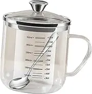 Folpus Glass Measuring Cup with Lid Measure Jugs Durable High Borosilicate Glass Scale Cup with Handle Beaker Mug for Liquid, 350ml
