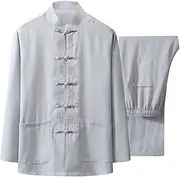 [G-LIKE] Men's Kungfu Tang Suit - Traditional Chinese Martial Arts Taichi Shaolin Wushu Qigong Long Sleeve Embroidered Training Casual Clothing Uniform Jacket Trousers