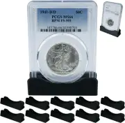 PINEAPPLE 10 Pack Coin Display Stand Slab Holders PCGS NGC Storage (Black)
