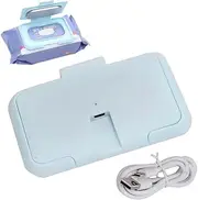 Glomora Baby Thermostat Wipe Warmer, Portable USB Wet Wipe Warmer, Wipe Heater Wet Tissue Heater Evenly Overall Heating Silence (Light Blue)