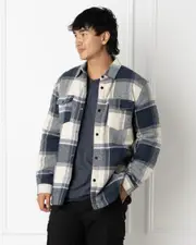[Skylark] Skylark Men's Fractured Long Sleeve Flannel Shirt in Blue Check Size XL XL Blue Check