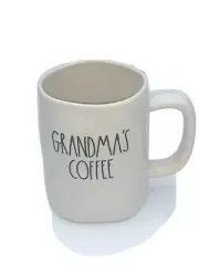 Rae Dunn GRANDMAS COFFEE Mug White Blk Lettering Mothers Grandmothers Day Tea Cu