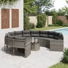 Garden Sofa with Table and Cushions Settee Couch Patio Poly Rattan vidaXL