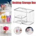 Transparent Plastic Makeup Organizer Cotton Swab Holder Storage Box Vanity Case