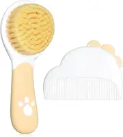 Baby Hair Brush and Comb Set, Soft Bristles Cradle Cap Brush for Newborns, Toddlers, Baby Registry Gift (Camel)