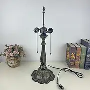 Lotus Table Lamp Base Only, Vintage 2-Light Resin Desk Light Base Replacement, Suitable for 16-Inch Tiffany Style Stained Glass Lampshades KeYJ