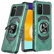 For Samsung Galaxy A03S Case Shockproof Ring Kickstand Cover with Tempered Glass