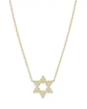 Zoe Chicco 14K Yellow Gold Diamond Bezel Star of David Pendant Necklace, 14-16