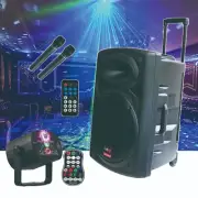 E-Lektron Karaoke Home Party set w/ microphones Bluetooth speaker disco light