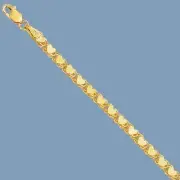 3D Reversible Mirrored Heart Anklet Ankle Bracelet Real Solid 14K Yellow Gold
