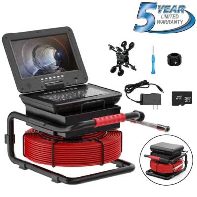 10 In LCD Monitor Drain Sewer Pipe Inspection Camera DVR Video 20M/30M/50M Cable