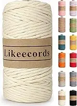 4mm Single Strand Macrame Cord Rope 80m Handmade Decorations Softer Natural Cotton Bohemia DIY Wall Hanging Plant Hanger Craft Making Knitting Cord Rope (Naturel White)