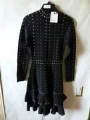 SANDRO PARIS ASYASHORT KNIT DRESS WITH RHINESTONES WMNS SIZE 36 SFPRO01394